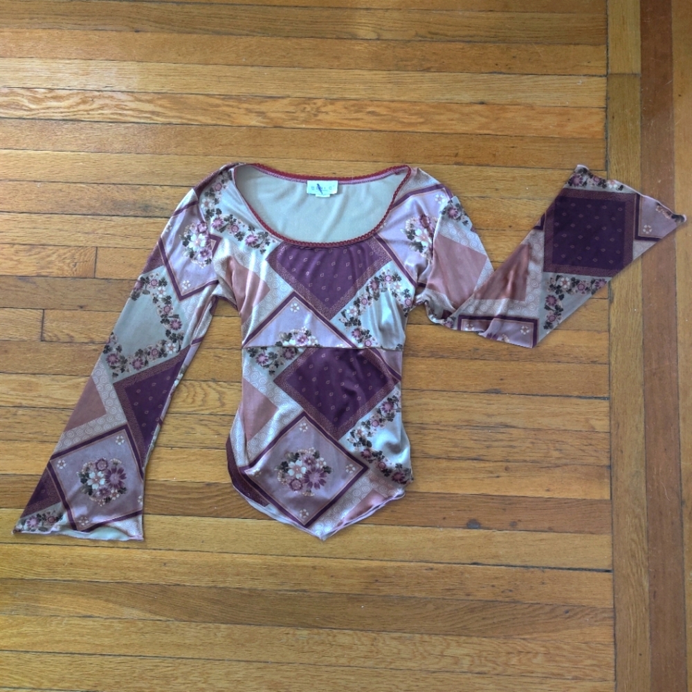 90s Boho Butterfly Mom Top
